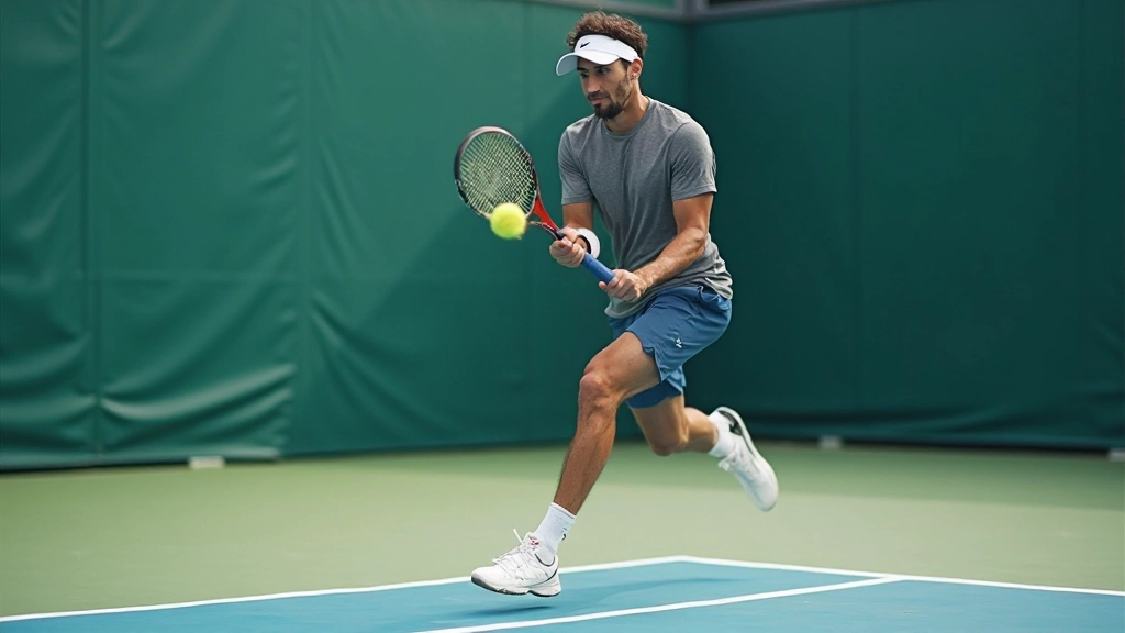 Professional athlete demonstrating court positioning and footwork movement